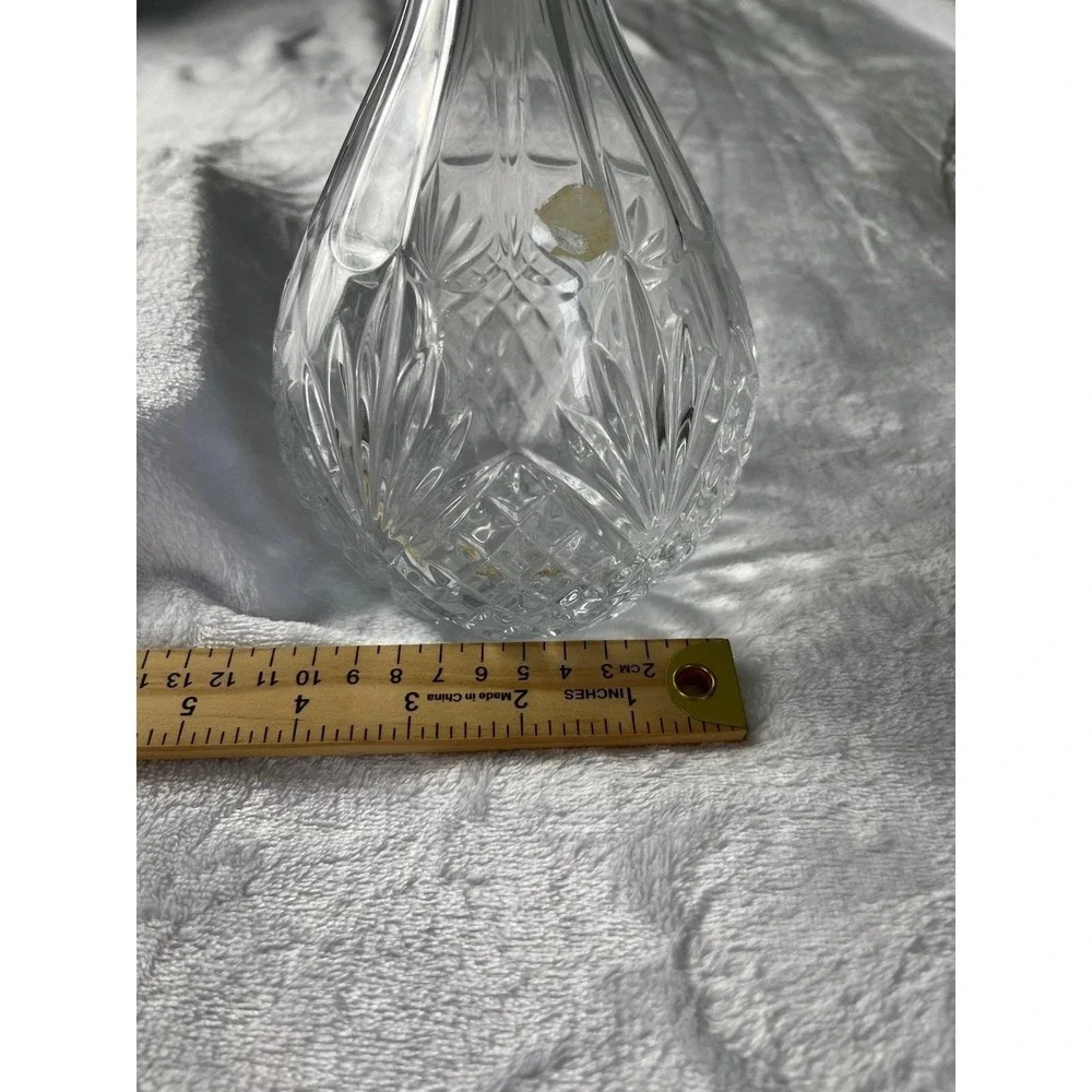 Cut‎ Crystal Wine Liquor Decanter with Flame Stopper Clear Glass 12.5